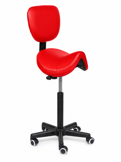 Ergonomische Zadelkruk met Rugleuning Comfort Rood op Wielen