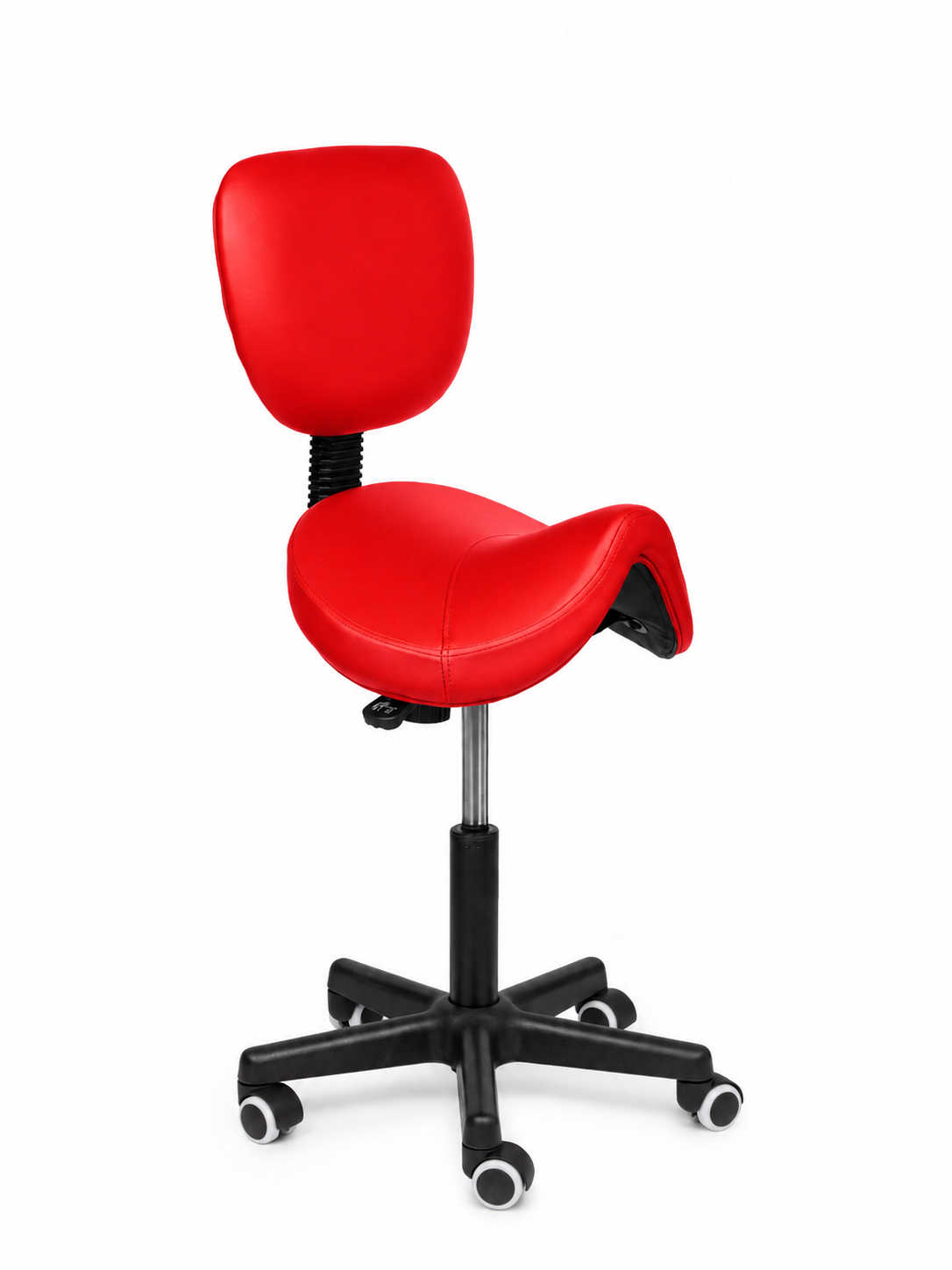 Ergonomische Zadelkruk met Rugleuning Comfort Rood op Wielen