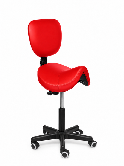 Ergonomische Zadelkruk met Rugleuning Comfort Rood op Wielen