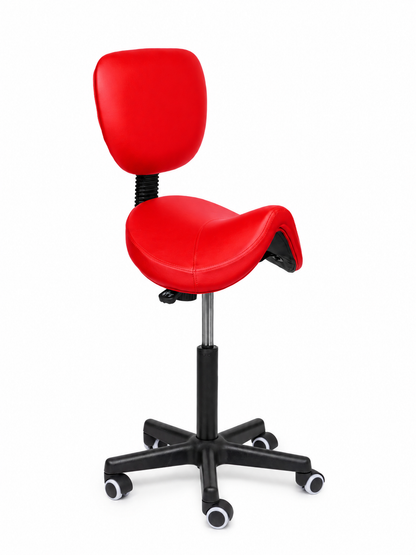 Ergonomische Zadelkruk met Rugleuning Comfort Rood op Wielen