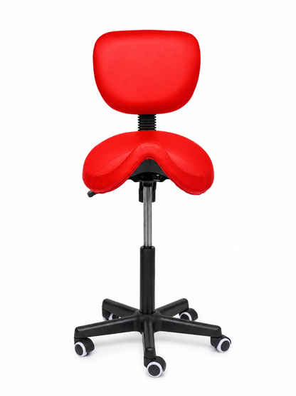 Ergonomische Zadelkruk met Rugleuning Comfort Rood op Wielen
