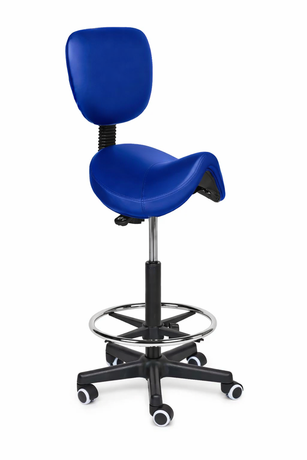 Ergonomische Zadelkruk met Rugleuning Comfort Blauw op Wielen