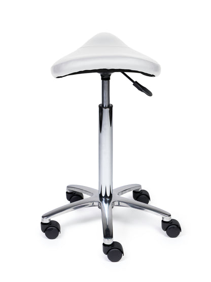 Ergonomische Zadelkruk Compact Wit op Wielen