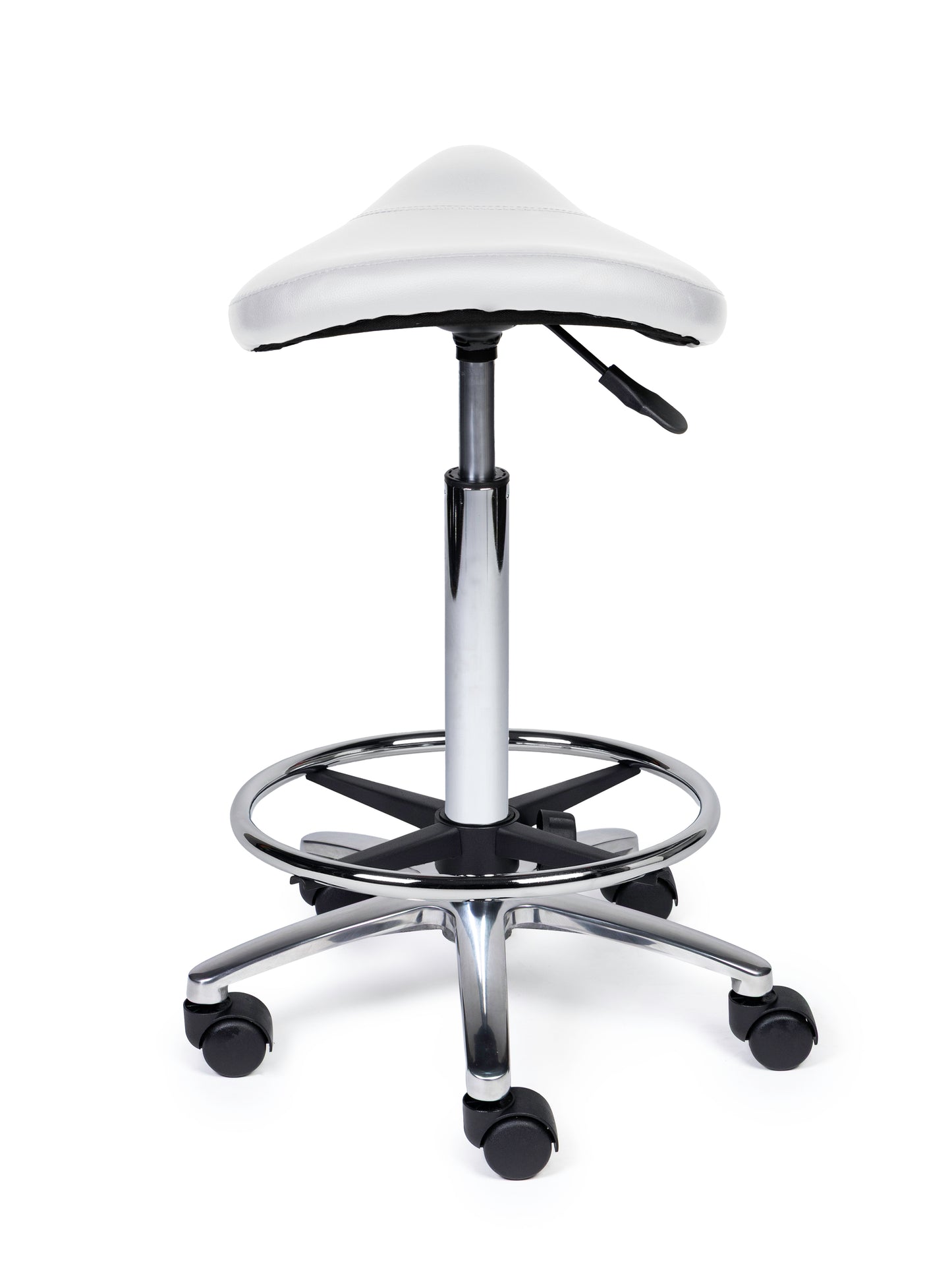 Ergonomische Zadelkruk Compact Wit op Wielen