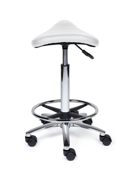 Ergonomische Zadelkruk Compact Wit op Wielen