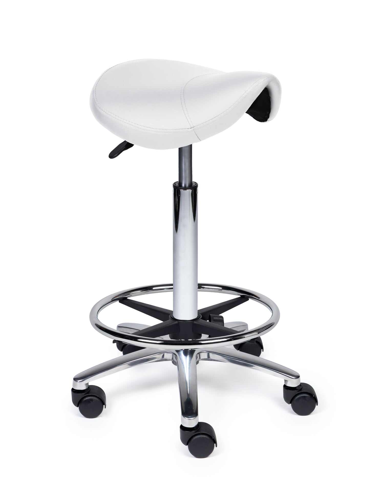 Ergonomische Zadelkruk Compact Wit op Wielen