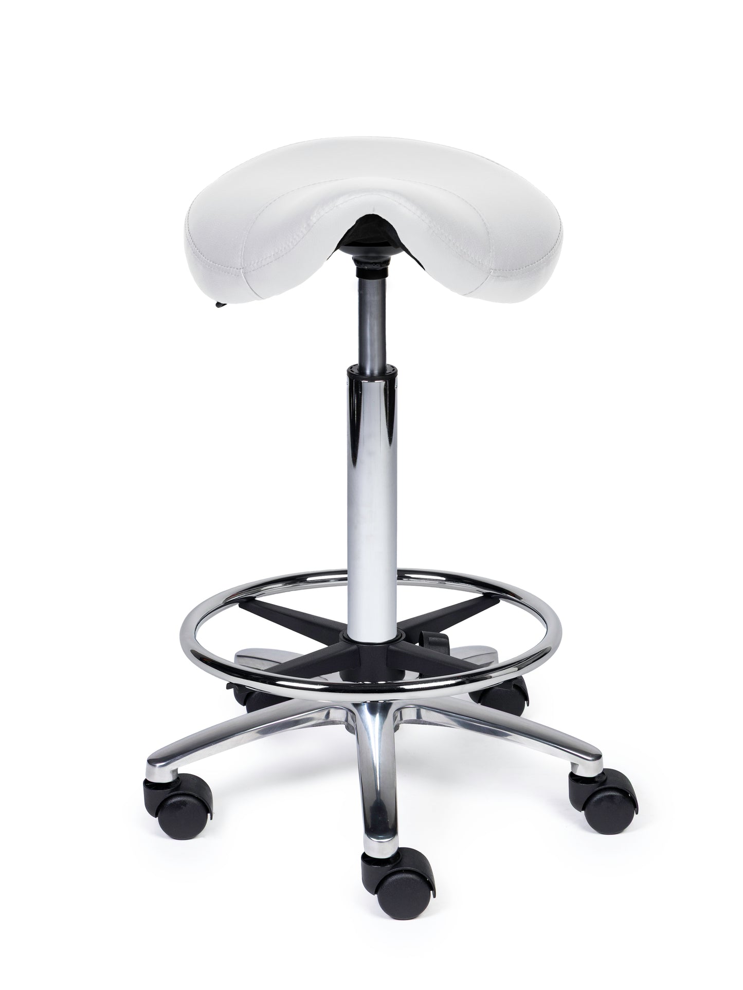 Ergonomische Zadelkruk Compact Wit op Wielen