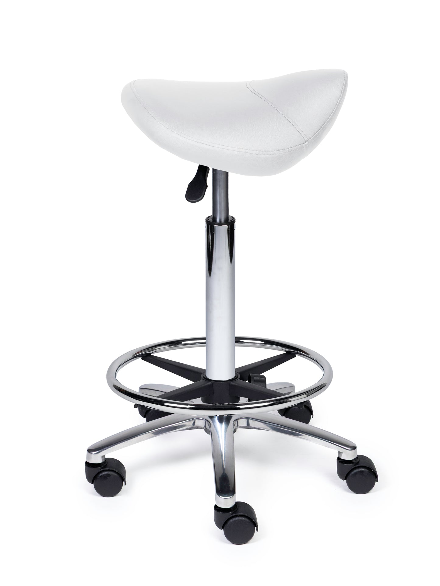 Ergonomische Zadelkruk Compact Wit op Wielen