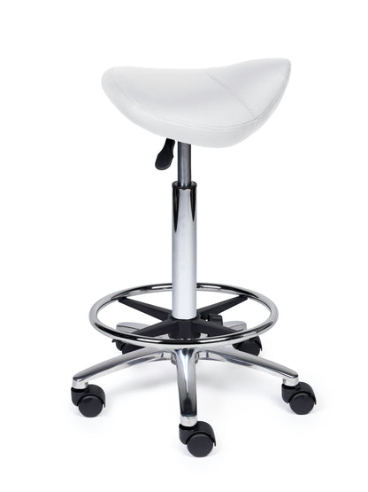 Ergonomische Zadelkruk Compact Wit op Wielen