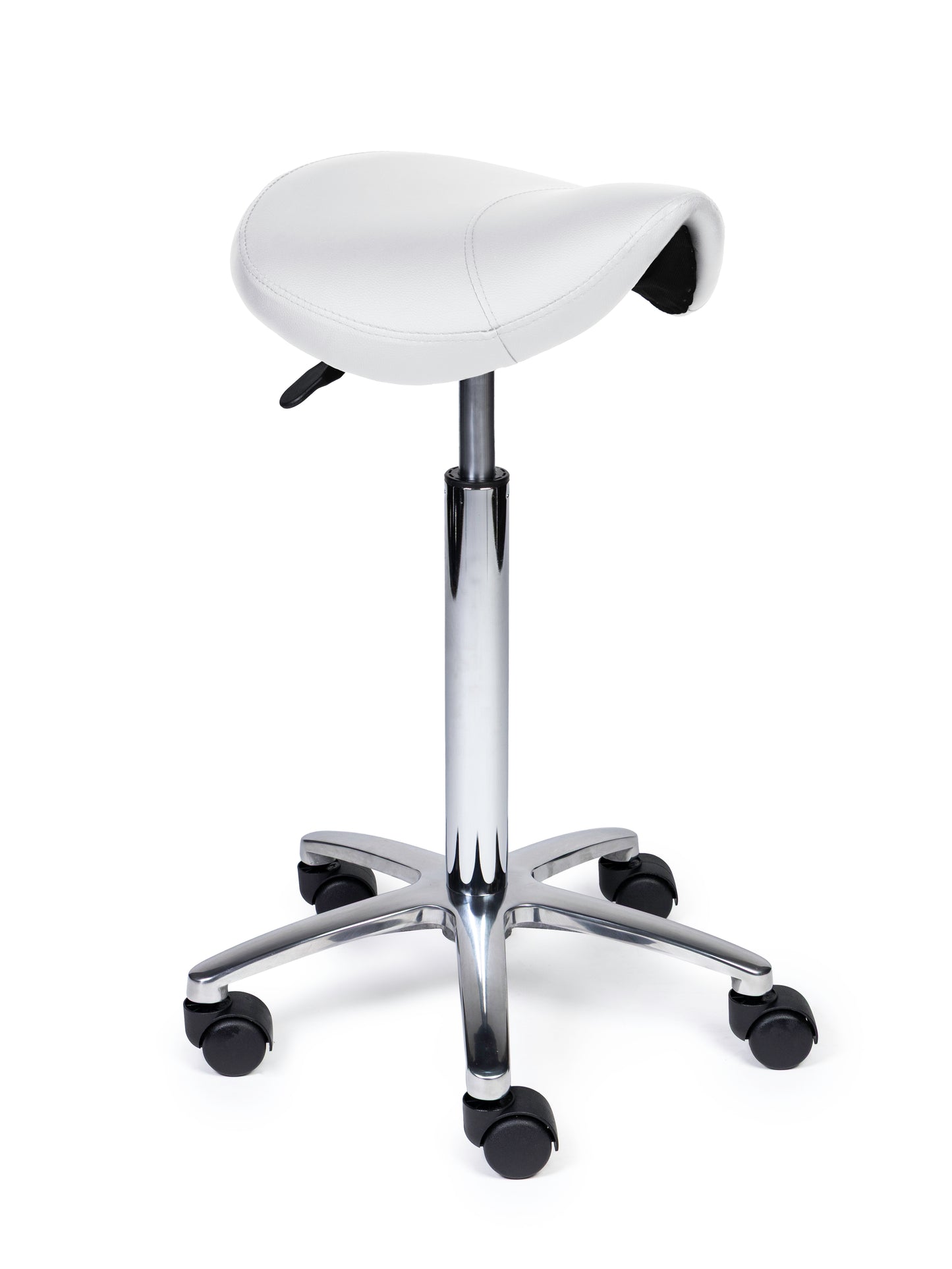 Ergonomische Zadelkruk Compact Wit op Wielen