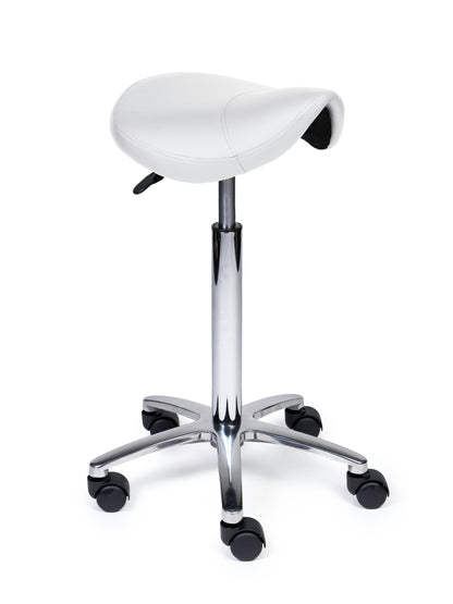 Ergonomische Zadelkruk Compact Wit op Wielen