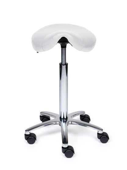 Ergonomische Zadelkruk Compact Wit op Wielen