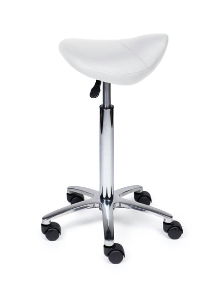 Ergonomische Zadelkruk Compact Wit op Wielen