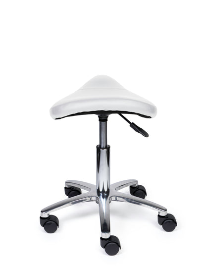 Ergonomische Zadelkruk Compact Wit op Wielen
