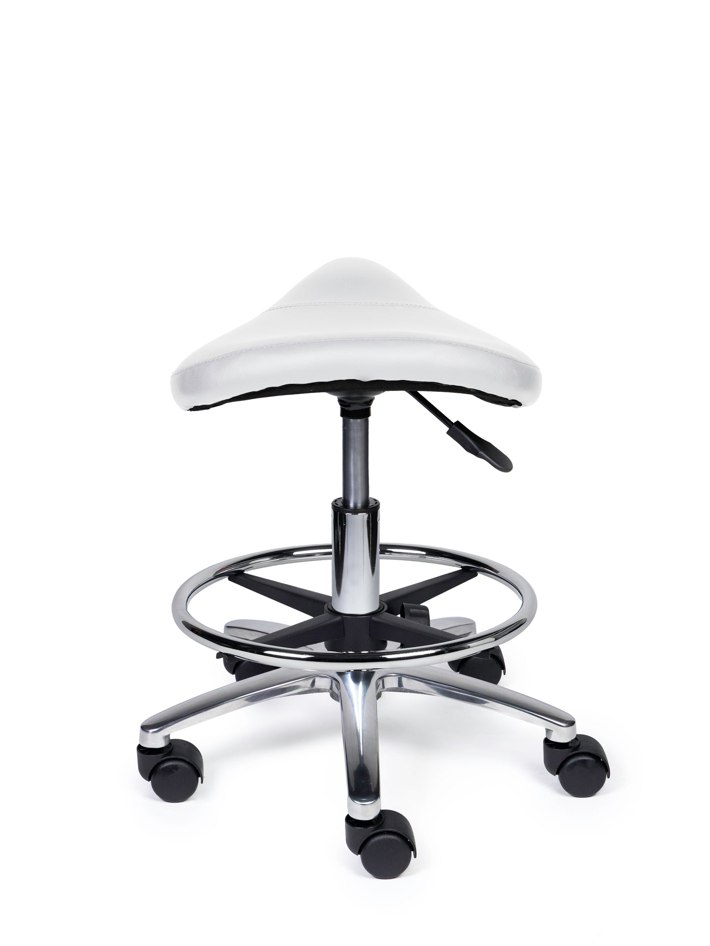Ergonomische Zadelkruk Compact Wit op Wielen