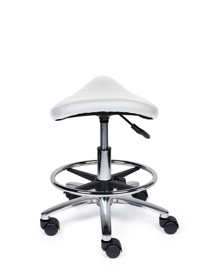 Ergonomische Zadelkruk Compact Wit op Wielen
