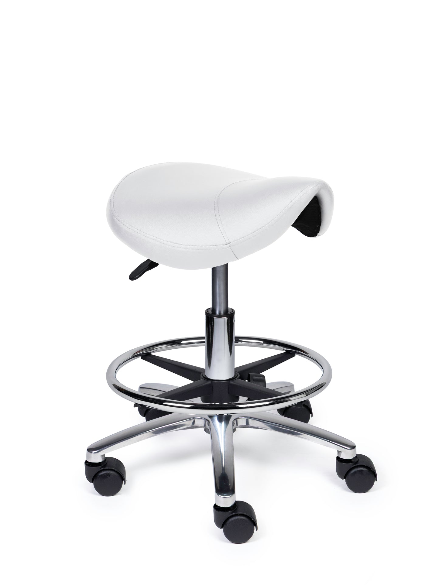 Ergonomische Zadelkruk Compact Wit op Wielen