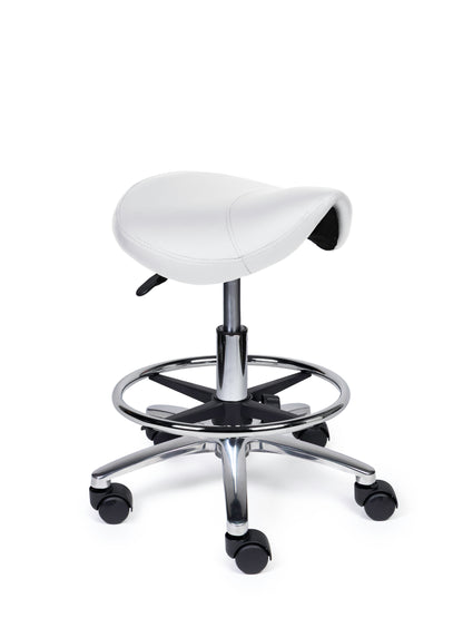 Ergonomische Zadelkruk Compact Wit op Wielen
