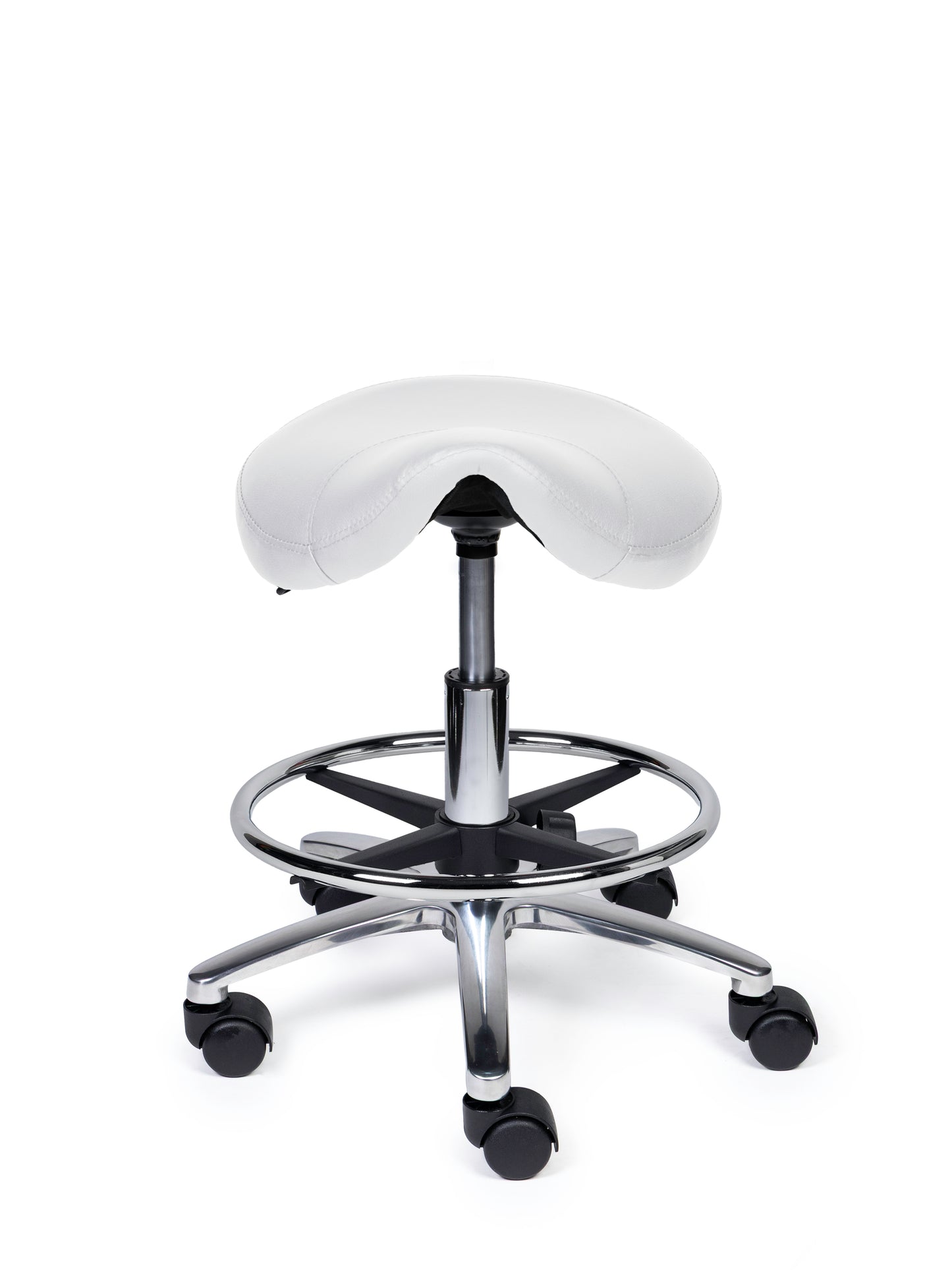 Ergonomische Zadelkruk Compact Wit op Wielen