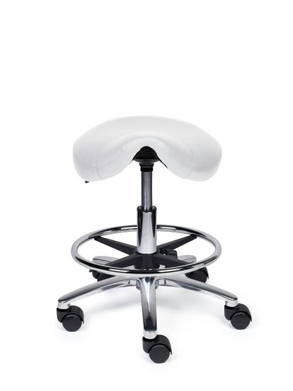Ergonomische Zadelkruk Compact Wit op Wielen