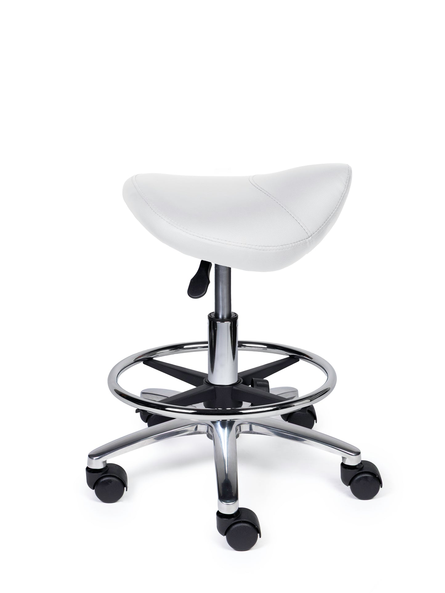 Ergonomische Zadelkruk Compact Wit op Wielen