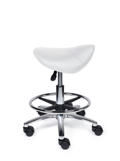 Ergonomische Zadelkruk Compact Wit op Wielen