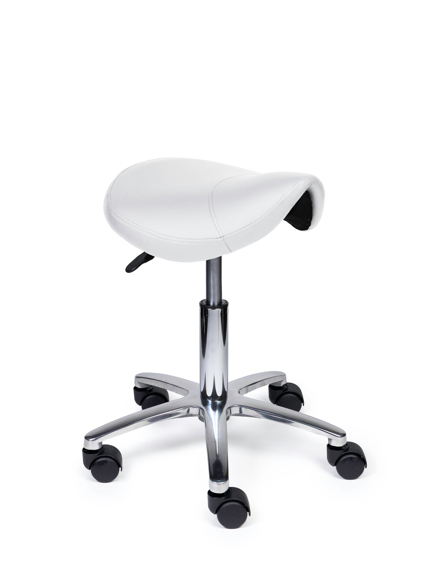 Ergonomische Zadelkruk Compact Wit op Wielen