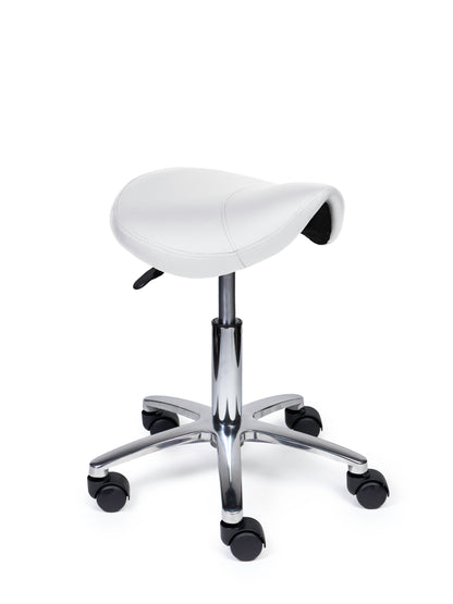 Ergonomische Zadelkruk Compact Wit op Wielen