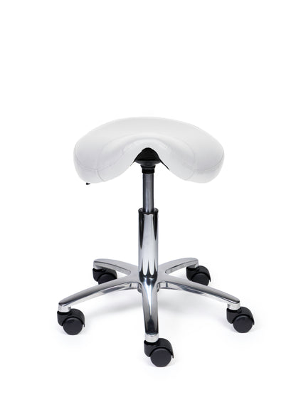 Ergonomische Zadelkruk Compact Wit op Wielen