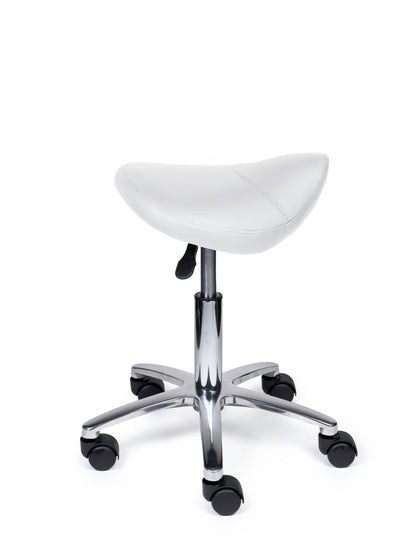 Ergonomische Zadelkruk Compact Wit op Wielen
