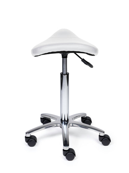 Ergonomische Zadelkruk Compact Wit op Wielen