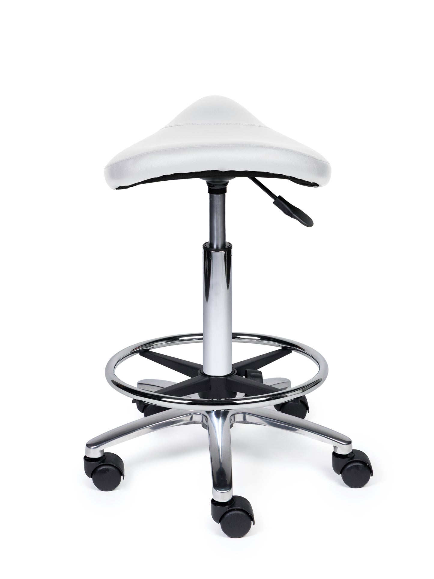 Ergonomische Zadelkruk Compact Wit op Wielen