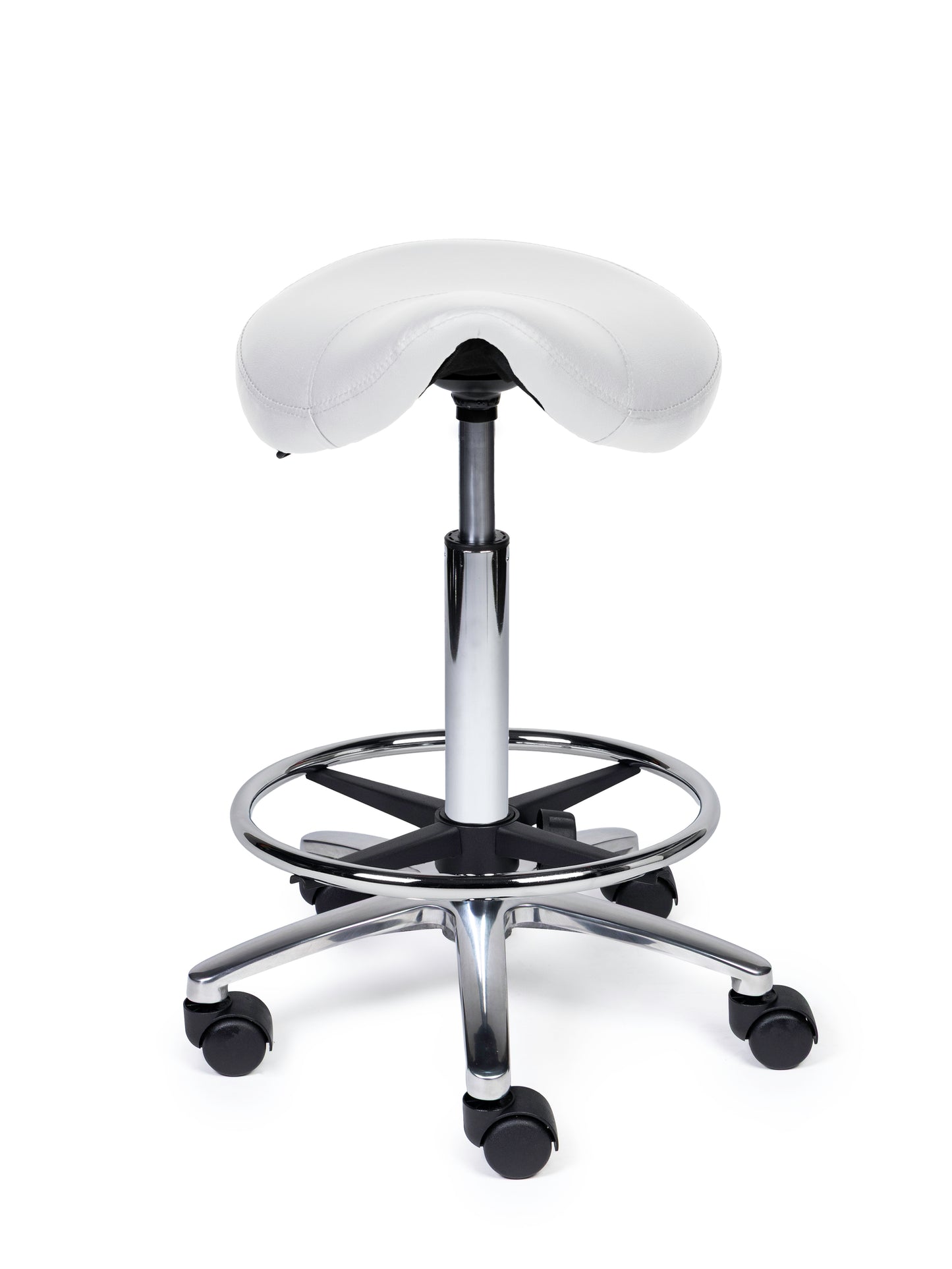 Ergonomische Zadelkruk Compact Wit op Wielen