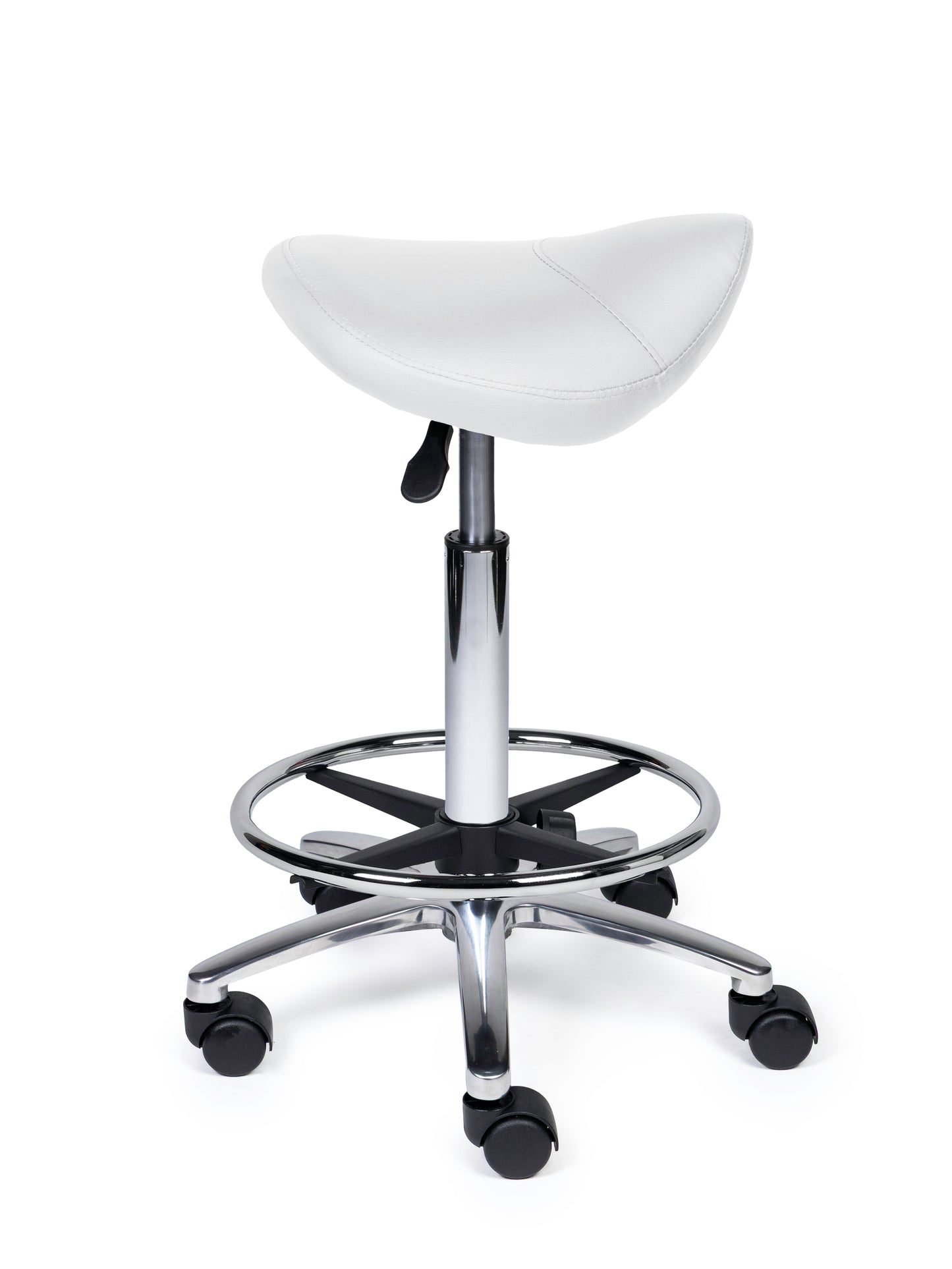 Ergonomische Zadelkruk Compact Wit op Wielen