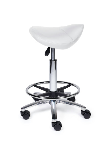 Ergonomische Zadelkruk Compact Wit op Wielen