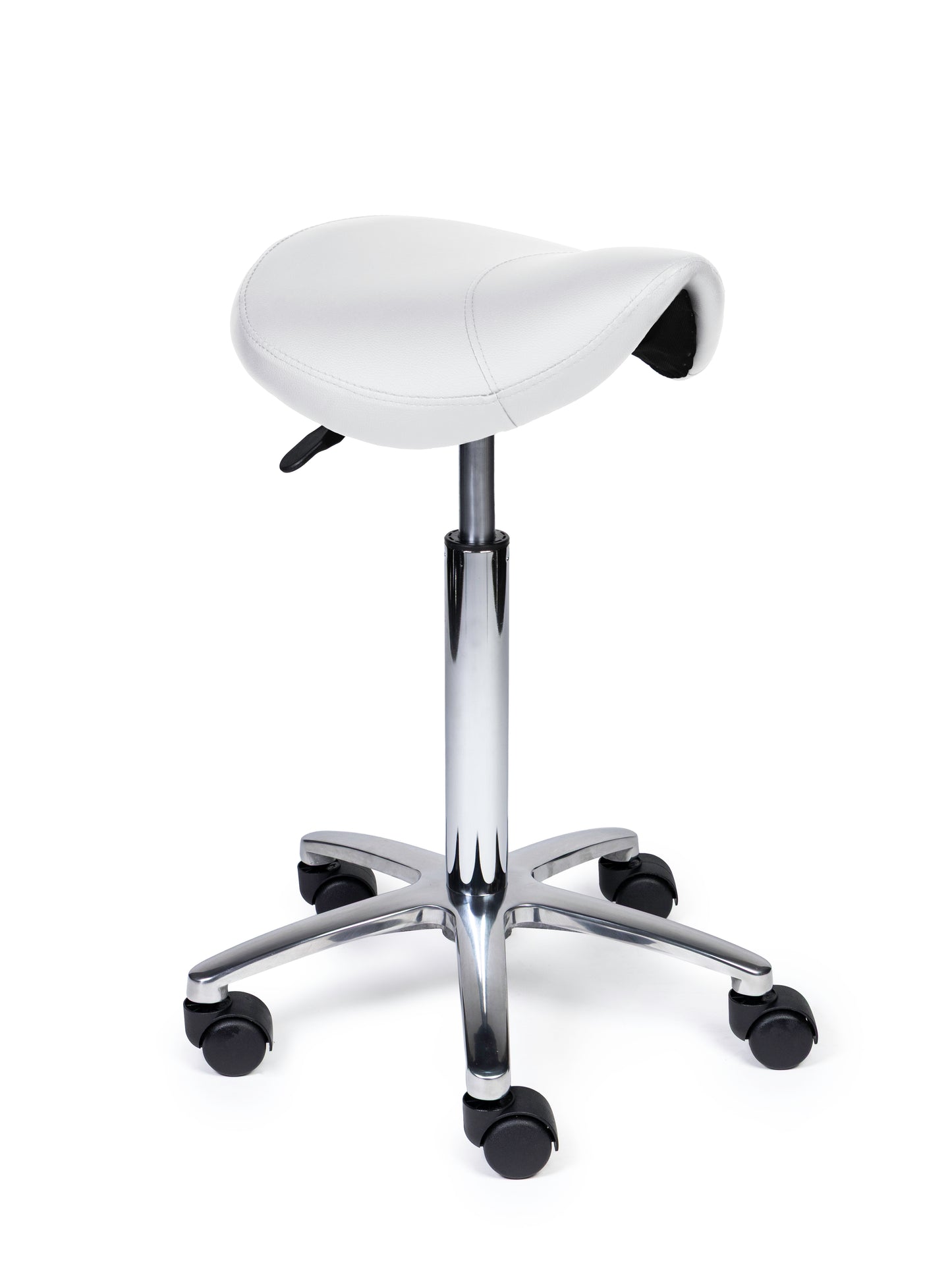 Ergonomische Zadelkruk Compact Wit op Wielen