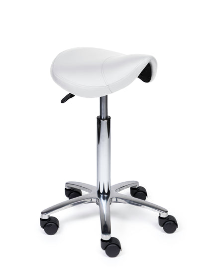 Ergonomische Zadelkruk Compact Wit op Wielen
