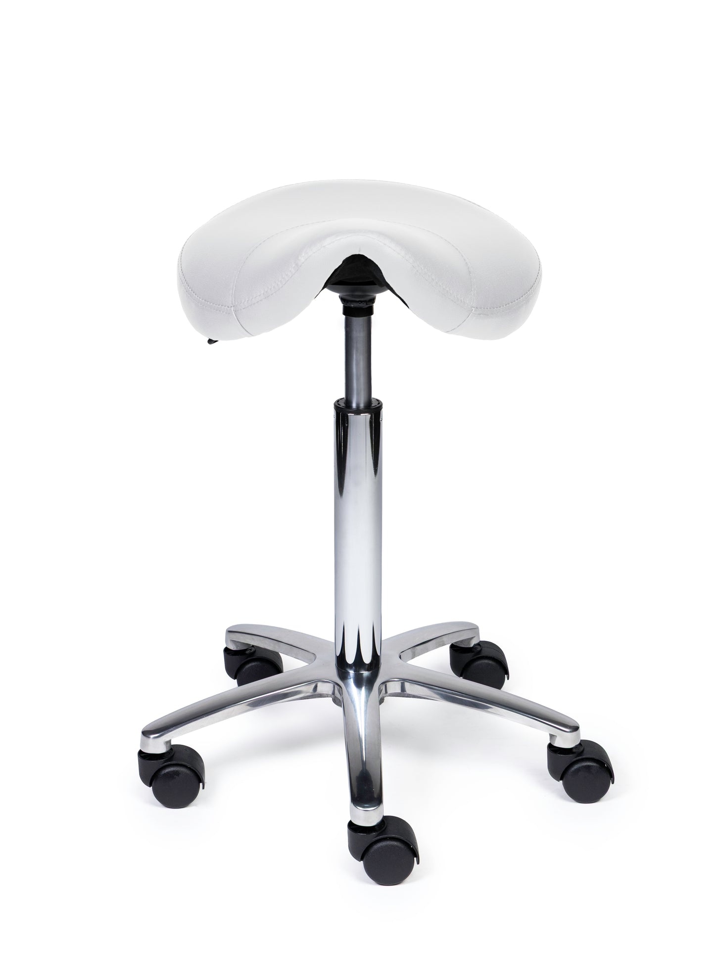 Ergonomische Zadelkruk Compact Wit op Wielen