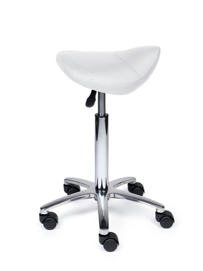 Ergonomische Zadelkruk Compact Wit op Wielen