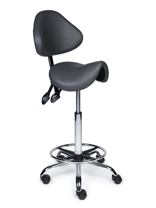 Ergonomische Zadelkruk met Rugleuning Expert Grijs op Wielen