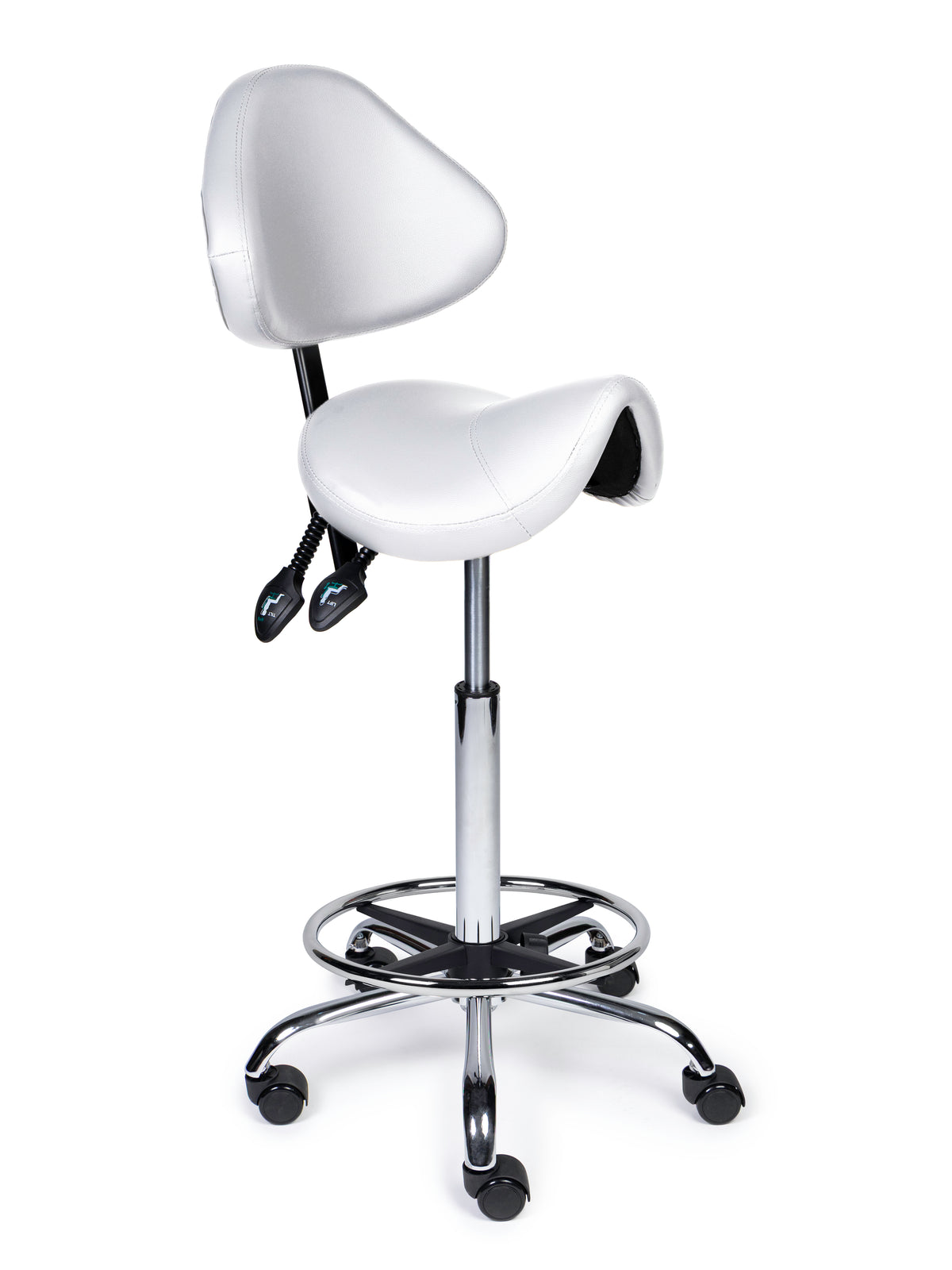 Ergonomische Zadelkruk met Rugleuning Expert Wit op Wielen