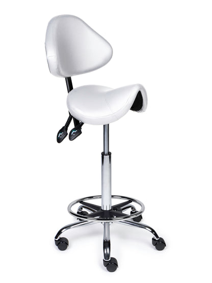 Ergonomische Zadelkruk met Rugleuning Expert Wit op Wielen