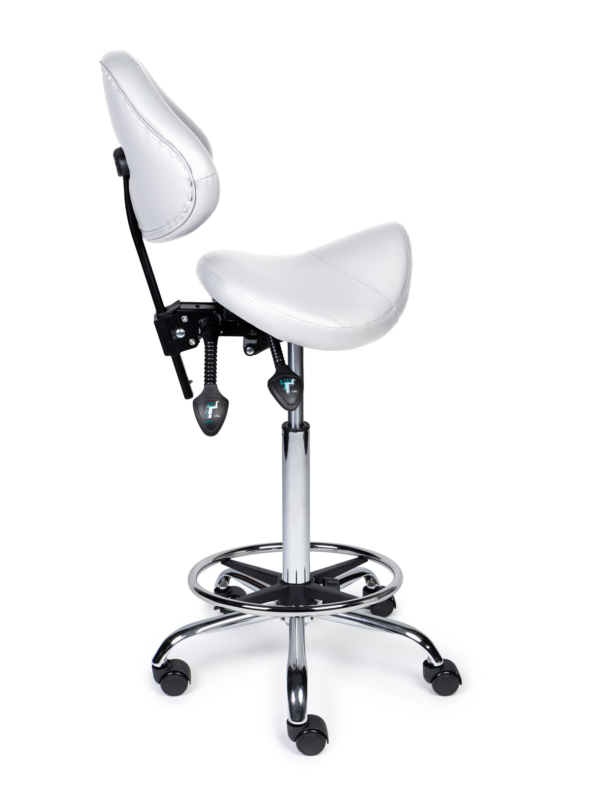 Ergonomische Zadelkruk met Rugleuning Expert Wit op Wielen