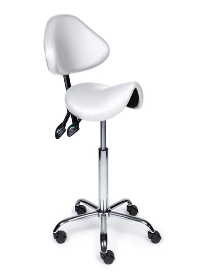 Ergonomische Zadelkruk met Rugleuning Expert Wit op Wielen