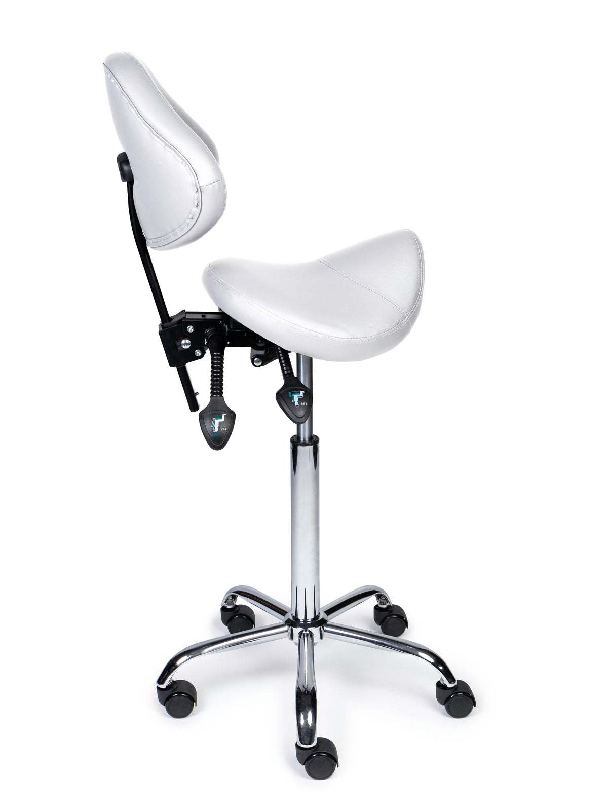 Ergonomische Zadelkruk met Rugleuning Expert Wit op Wielen