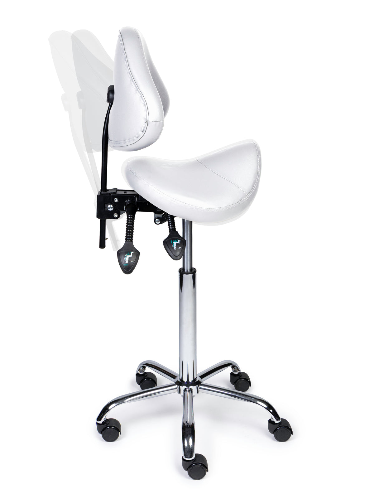 Ergonomische Zadelkruk met Rugleuning Expert Wit op Wielen