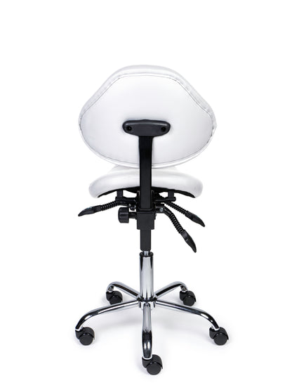 Ergonomische Zadelkruk met Rugleuning Expert Wit op Wielen