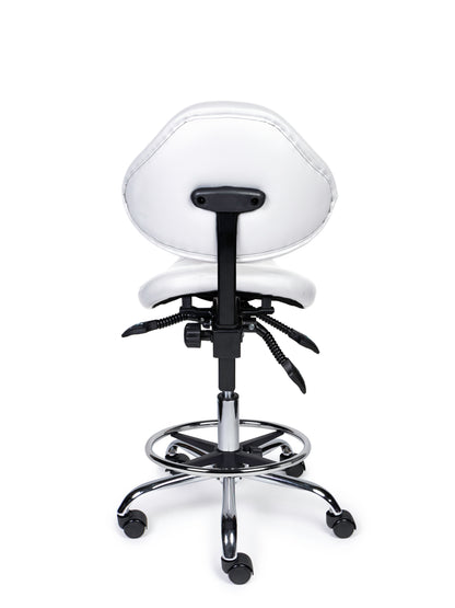Ergonomische Zadelkruk met Rugleuning Expert Wit op Wielen