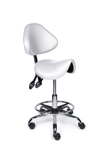 Ergonomische Zadelkruk met Rugleuning Expert Wit op Wielen