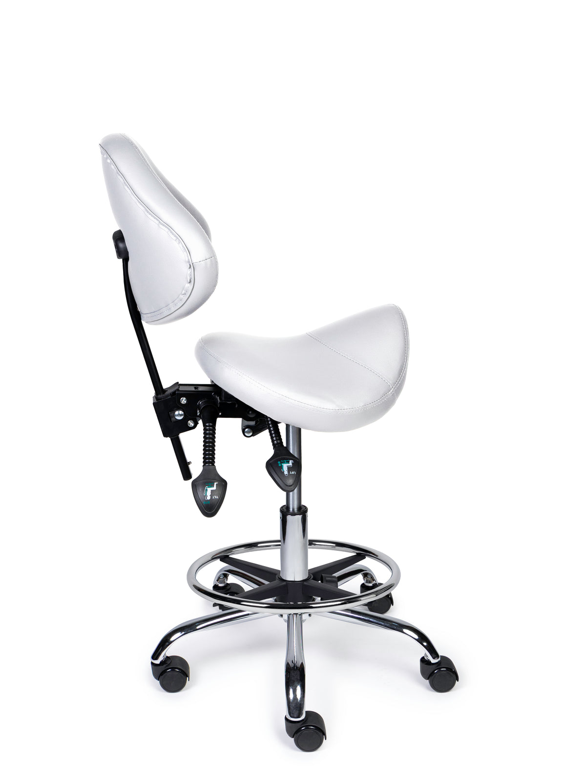Ergonomische Zadelkruk met Rugleuning Expert Wit op Wielen